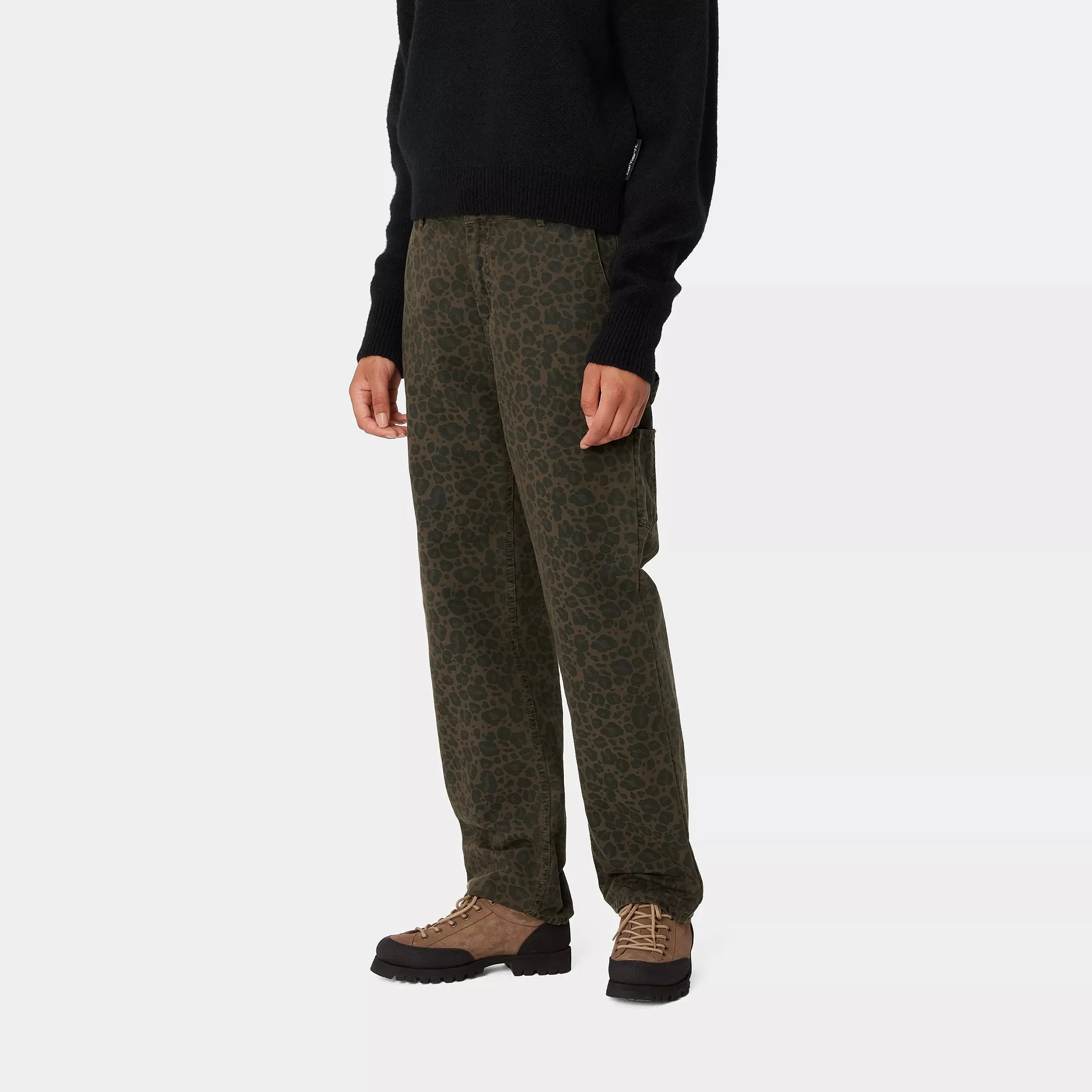 Carhartt WIP W' Leo Pierce Pant Straight 100% Cotton 'Hubbard' Canvas, 9 oz (Camo Leo, Tamarind / Office Green) - Image 5