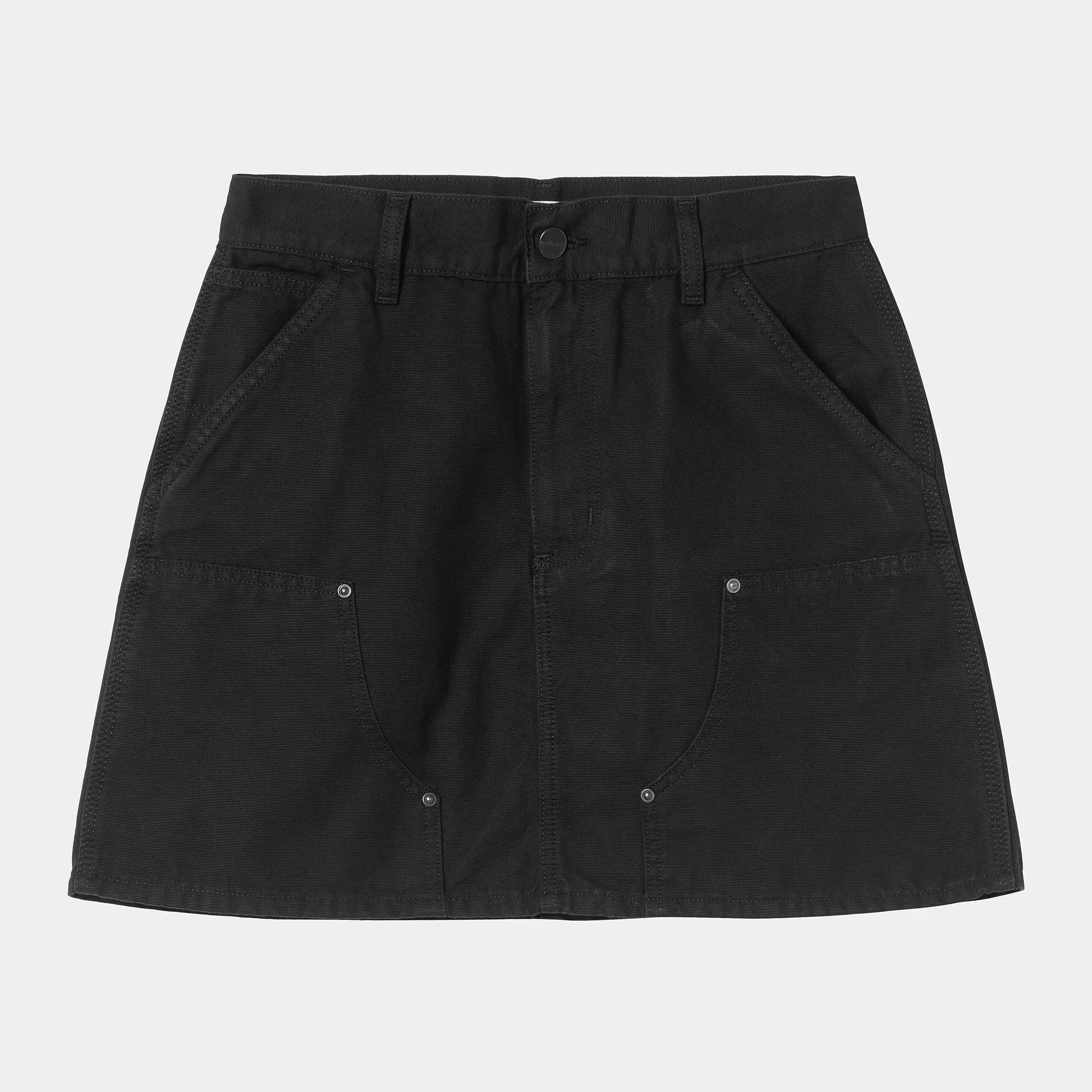 Carhartt WIP W' Maeve Double Knee Skirt 100% Cotton 'Hubbard' Canvas, 9 oz (Black stone washed) - Image 2