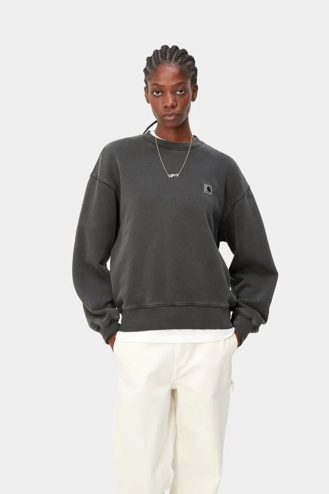 Carhartt WIP W' Nelson Sweatshirt Cotton Sweat, 370 g/m² (Black garment dyed) - Image 3