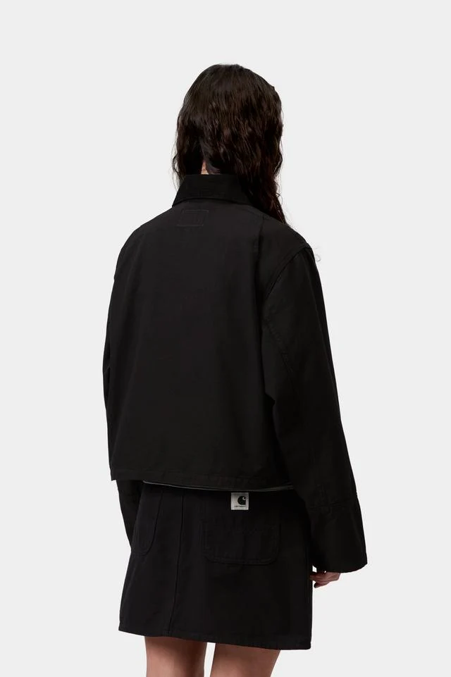Carhartt WIP W' Prescott Jacket 100% Cotton 'Hubbard' Canvas, 9 oz (Black / Black garment dyed) - Image 3