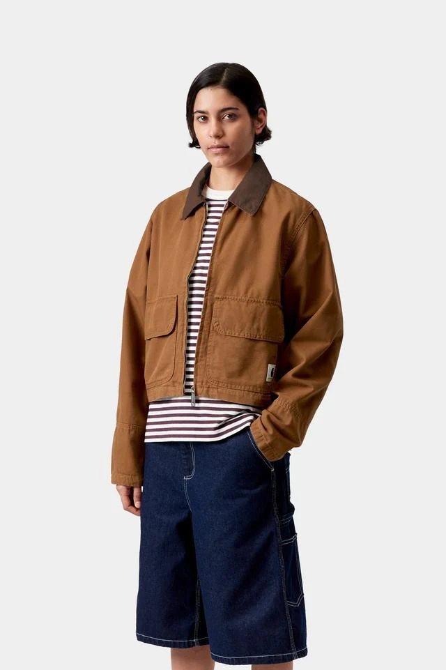 Carhartt WIP W' Prescott Jacket 100% Cotton 'Hubbard' Canvas, 9 oz (Hamilton Brown / Tobacco garment dyed) - Image 3