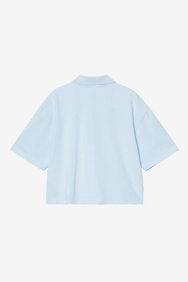 Carhartt WIP W' S/S Carhartt Script Polo TS Cotton Garment Washed Piqué, 240 g/m² (Icaria / White) - Image 2