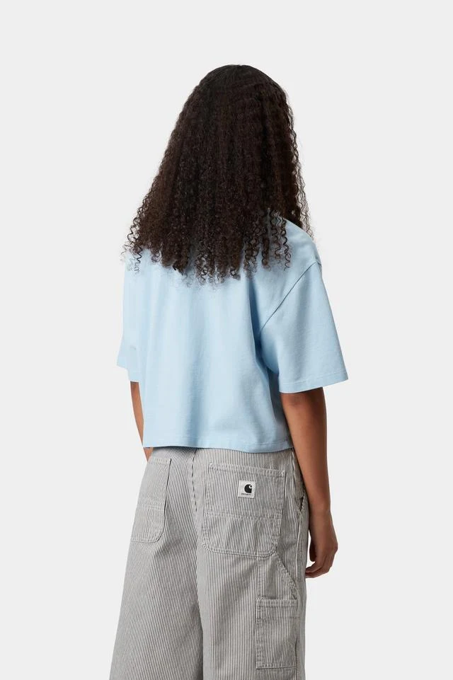 Carhartt WIP W' S/S Carhartt Script Polo TS Cotton Garment Washed Piqué, 240 g/m² (Icaria / White) - Image 4