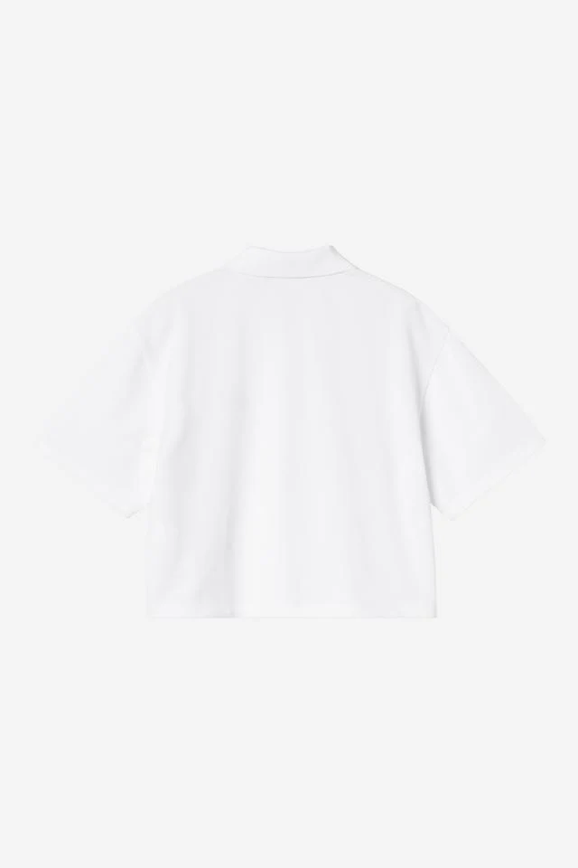 Carhartt WIP W' S/S Carhartt Script Polo TS Cotton Garment Washed Piqué, 240 g/m² (White / Black) - Image 2