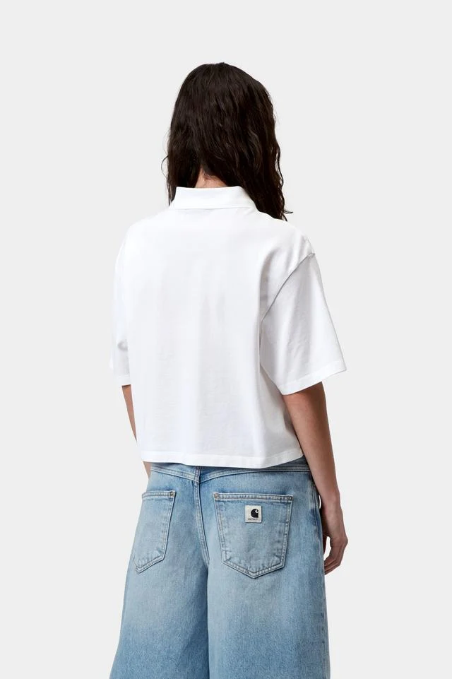 Carhartt WIP W' S/S Carhartt Script Polo TS Cotton Garment Washed Piqué, 240 g/m² (White / Black) - Image 4