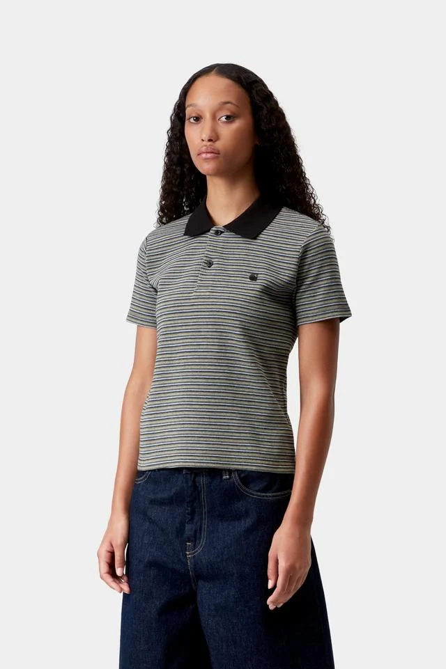 Carhartt WIP W' S/S Dion Polo Cotton Waffle, 230 g/m² (Dion Stripe, Icaria) - Image 3