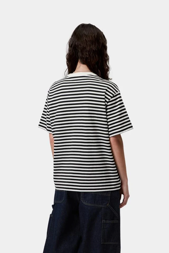 Carhartt WIP W' S/S Ezra T-Shirt Cotton Single Jersey, 205 g/m² (Ezra Stripe, Black / Wax) - Image 4