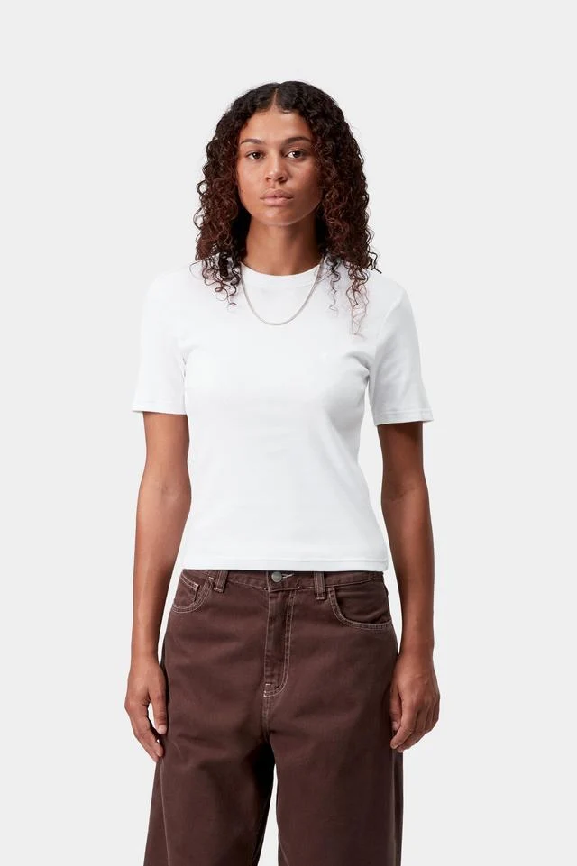 Carhartt WIP W' S/S Philipa T-Shirt Cotton/Elastane Ribbing 2X1, 245 g/m² (White) - Image 3