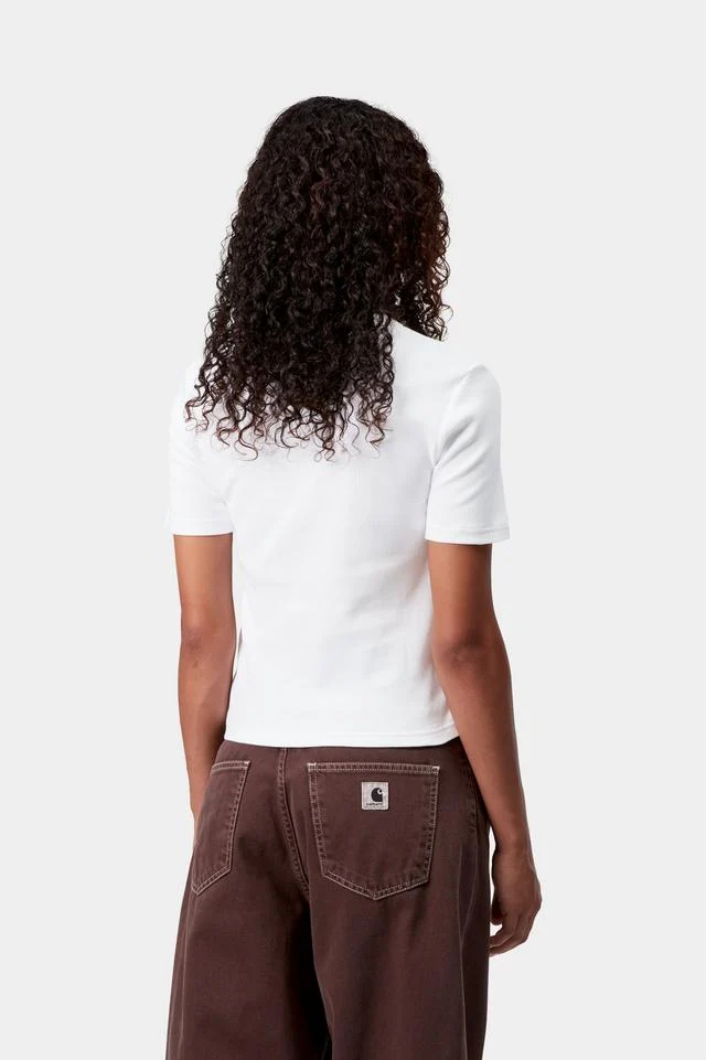 Carhartt WIP W' S/S Philipa T-Shirt Cotton/Elastane Ribbing 2X1, 245 g/m² (White) - Image 4