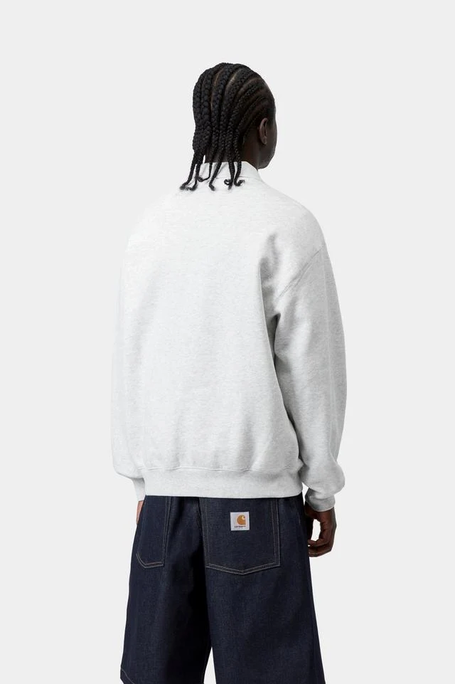 Carhartt WIP WIP Label Polo Sweat Cotton Sweat, 370 g/m² (Ash Heather) - Image 4