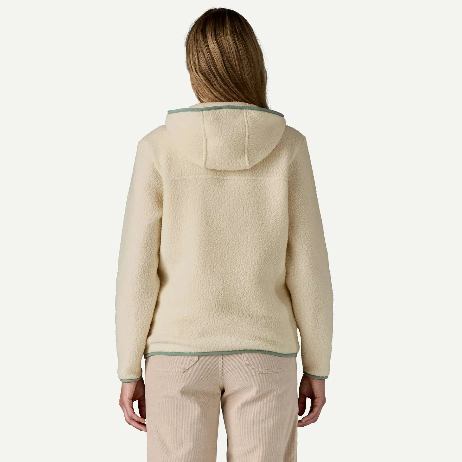 Patagonia W's Retro Pile Hoody (Natural w/Ellwood Green) - Image 3