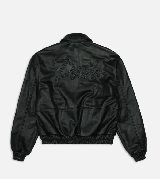 Patta Leather Bomber Jacket (Black) - Image 2
