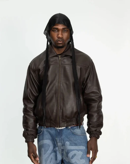 Patta Leather Bomber Jacket (Coffee Bean) - Image 3