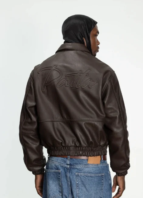 Patta Leather Bomber Jacket (Coffee Bean) - Image 4