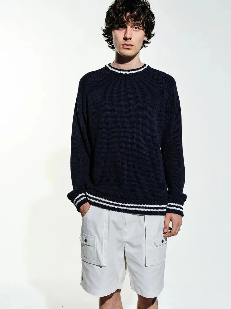 Pop Trading Company Knitted Logo Crewneck (Navy) - Image 3