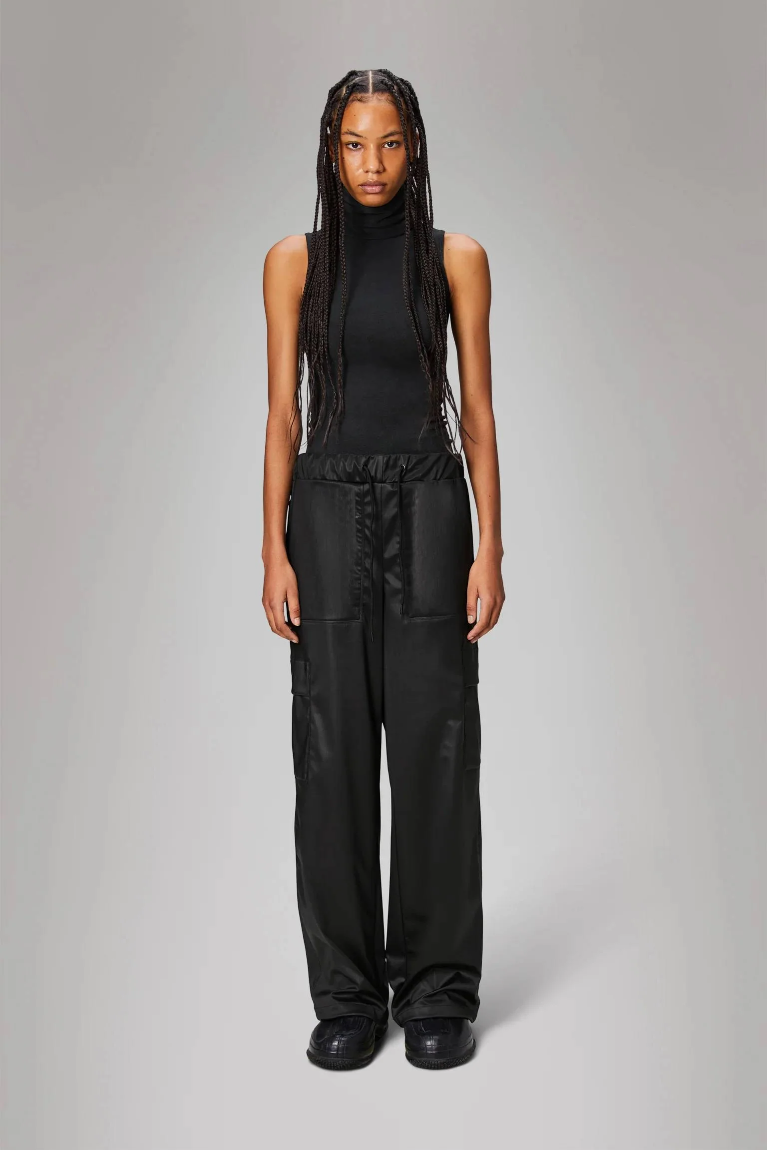 Rains Cargo Rain Pants Wide W3 (Black Grain) - Image 3