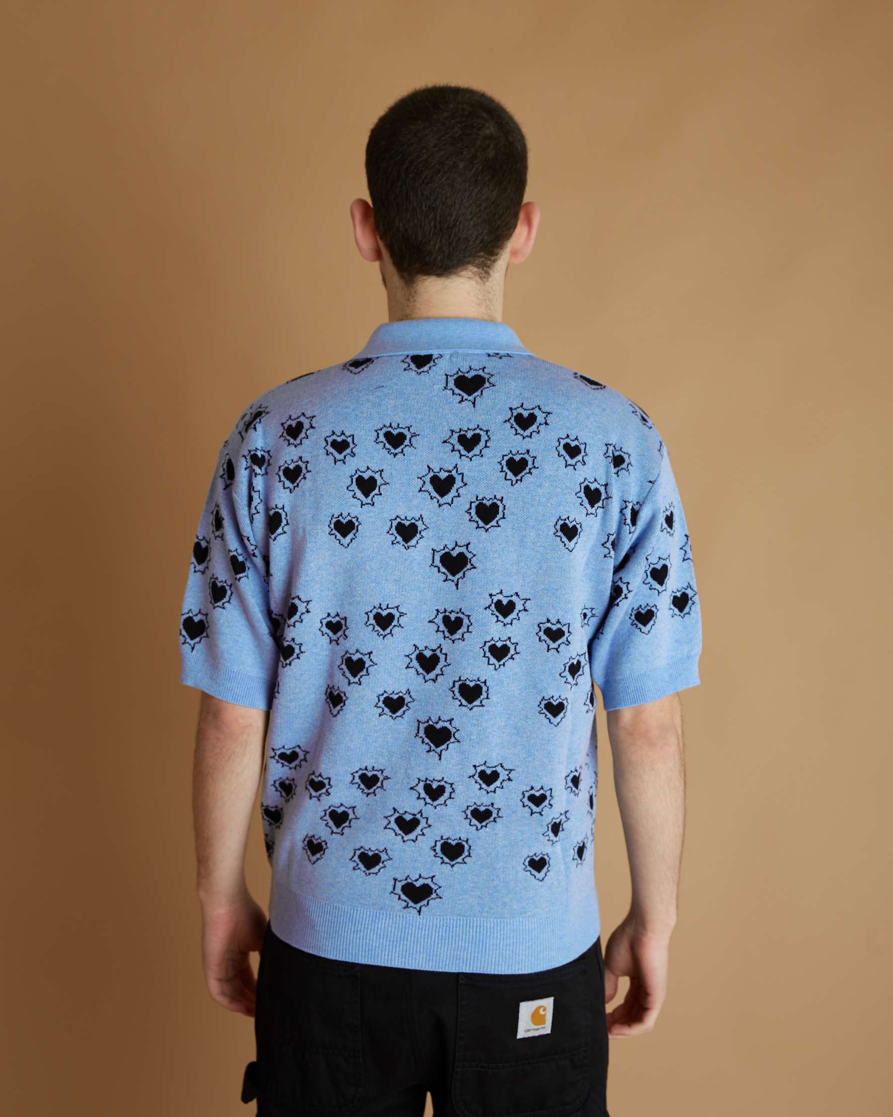 Rassvet Men Hearts Polo Jumper Knit (Blue) - Image 3