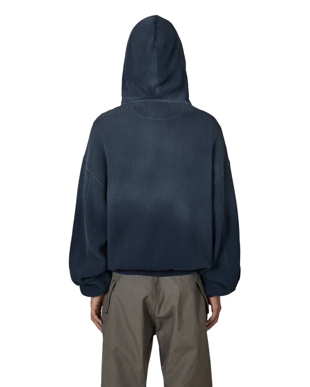 ROA Bee Sun Faded Organic Waffle Zip Up Hoodie (Navy) - Image 4