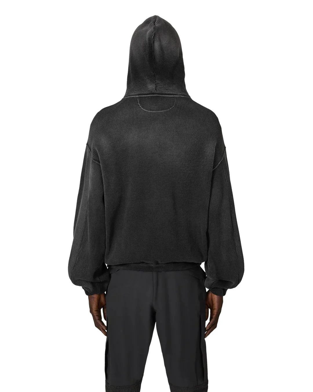 ROA Bee Sun Faded Waffle Zip Up Hoodie (Black) - Image 3