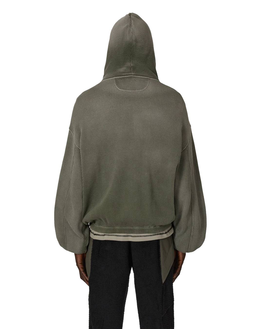 ROA Bee Sun Faded Waffle Zip Up Hoodie (Olive) - Image 3