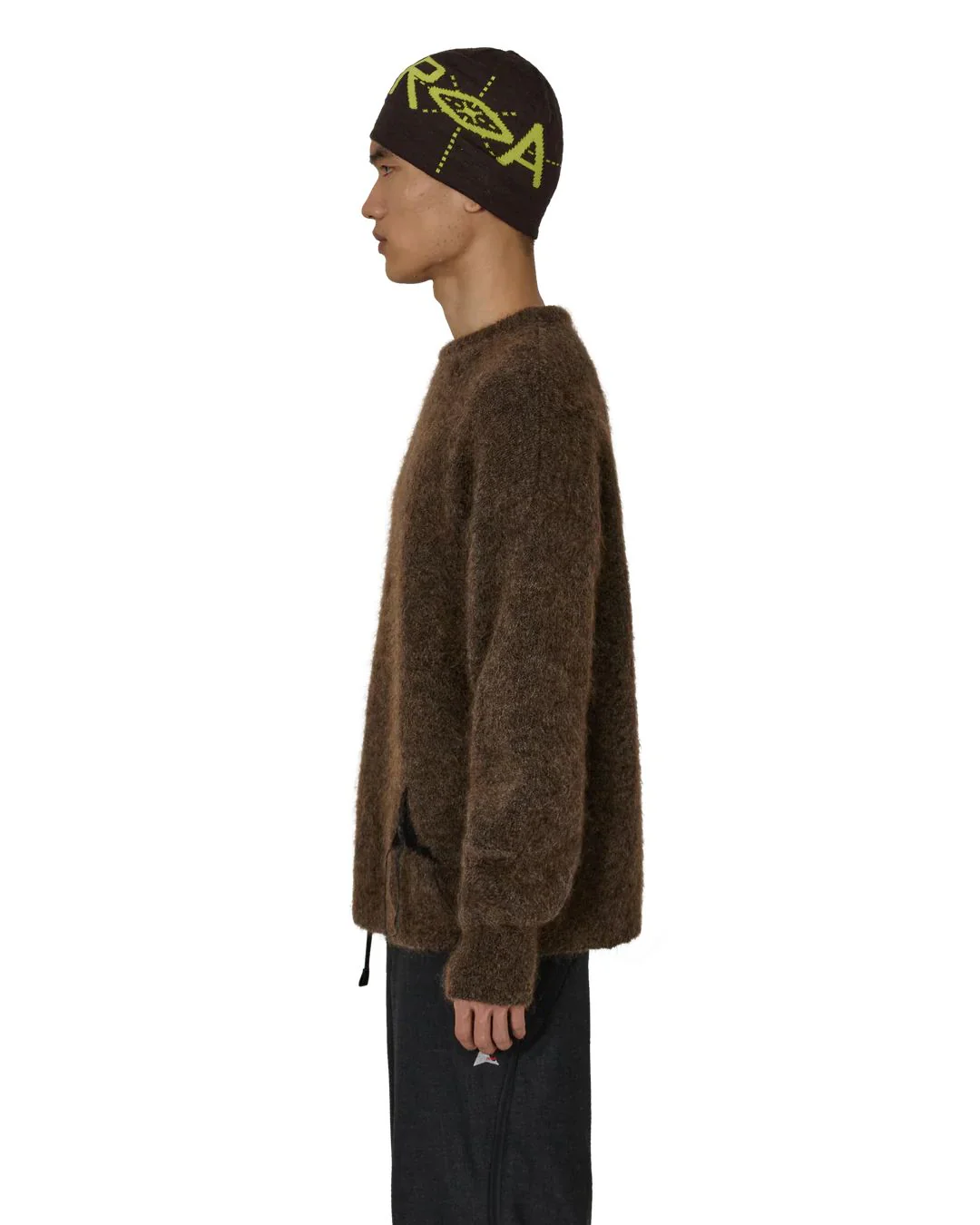 ROA Dropstitch Mohair Knit Crewneck (Brown) - Image 2