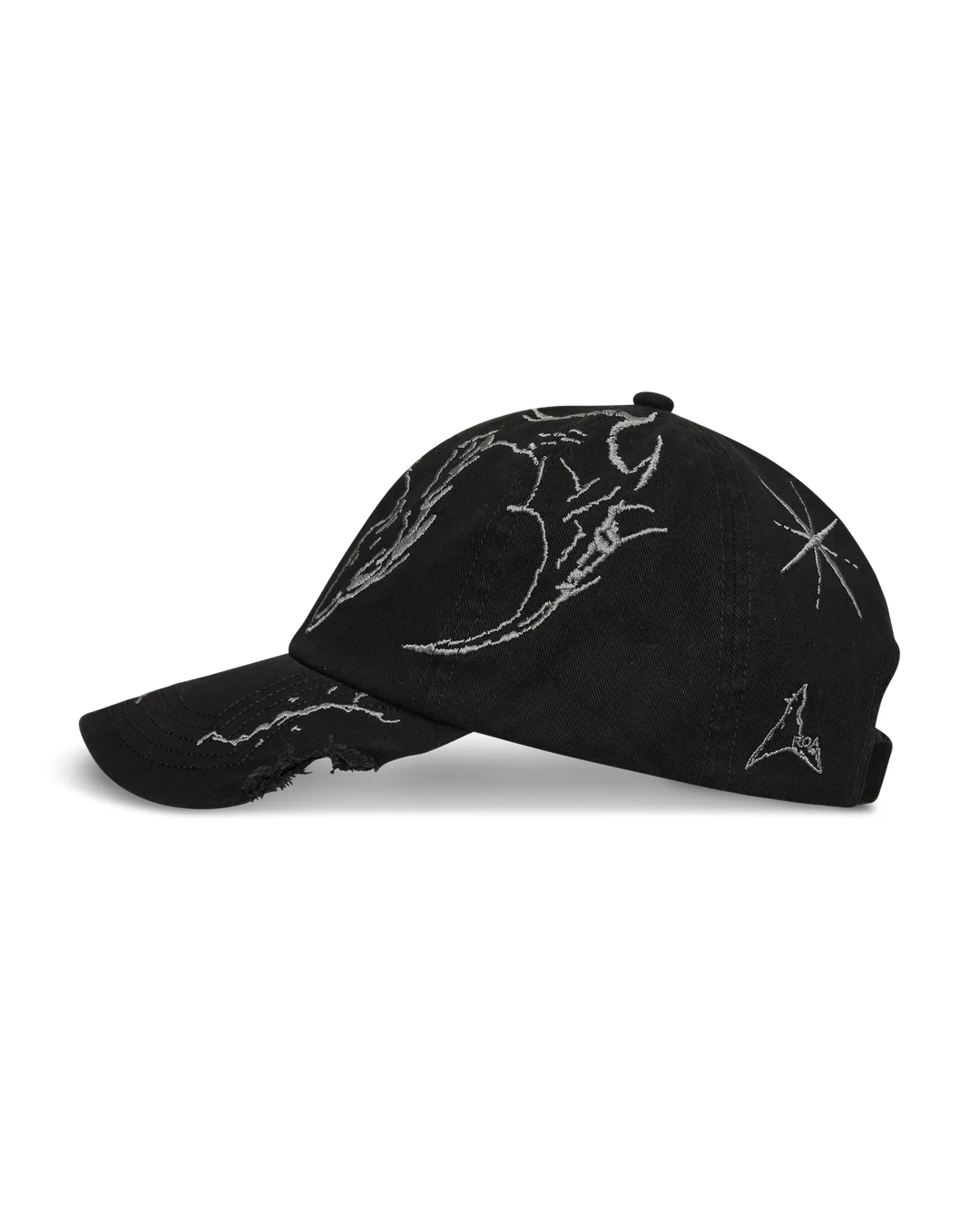 ROA Ryli Embriodered 6 Panel Cap (Washed Black) - Image 2