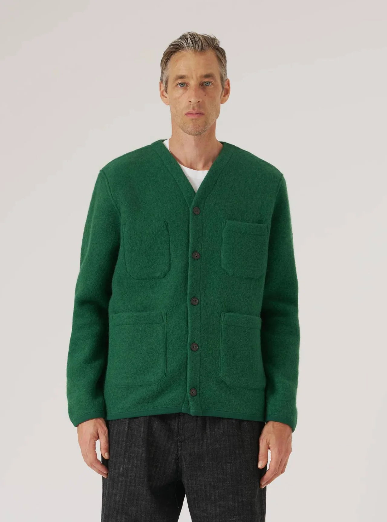 Universal Works Wool Fleece Cardigan (Green) - Image 2